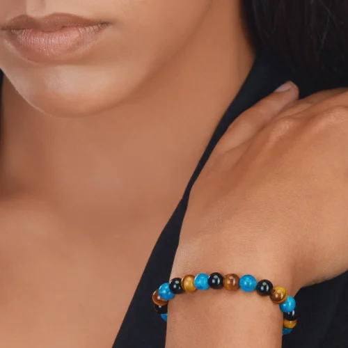 Bracelet onyx apatite oeil de tigre