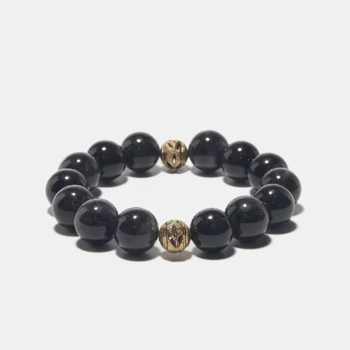 bracelet en perles de jade noir véritable