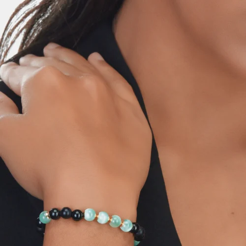 Bracelet Lagon Green and Black Pearl