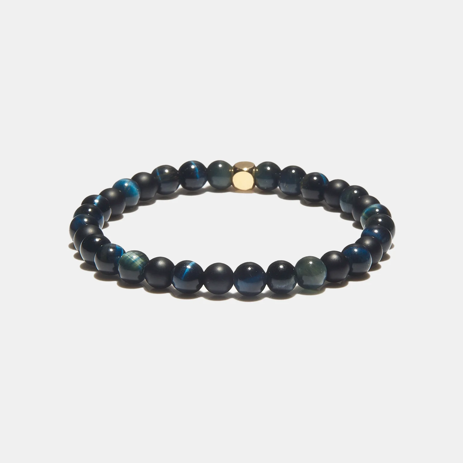 Bracelet oeil de faucon et onyx pour homme