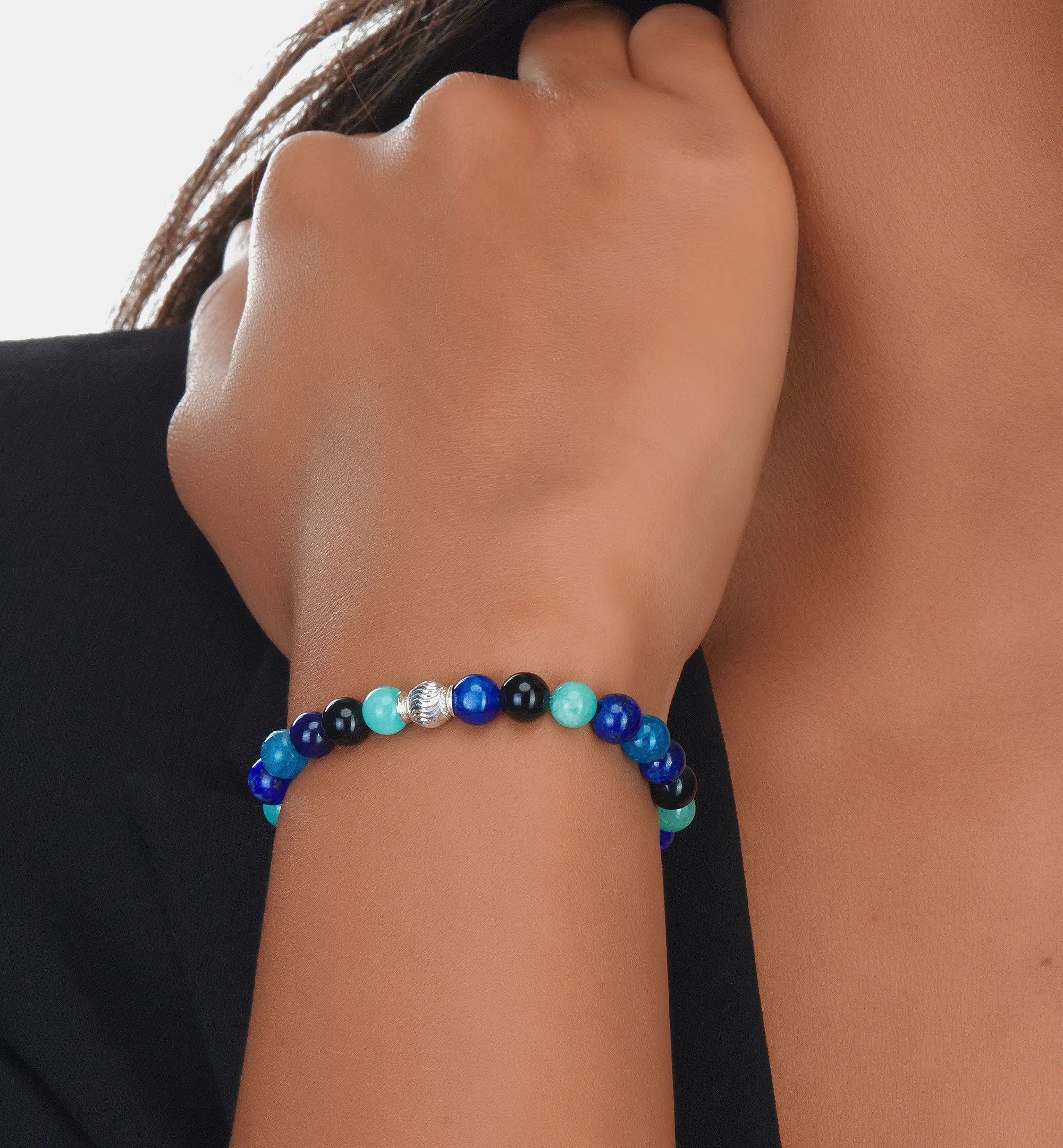 Bracelet mix pierre bleu