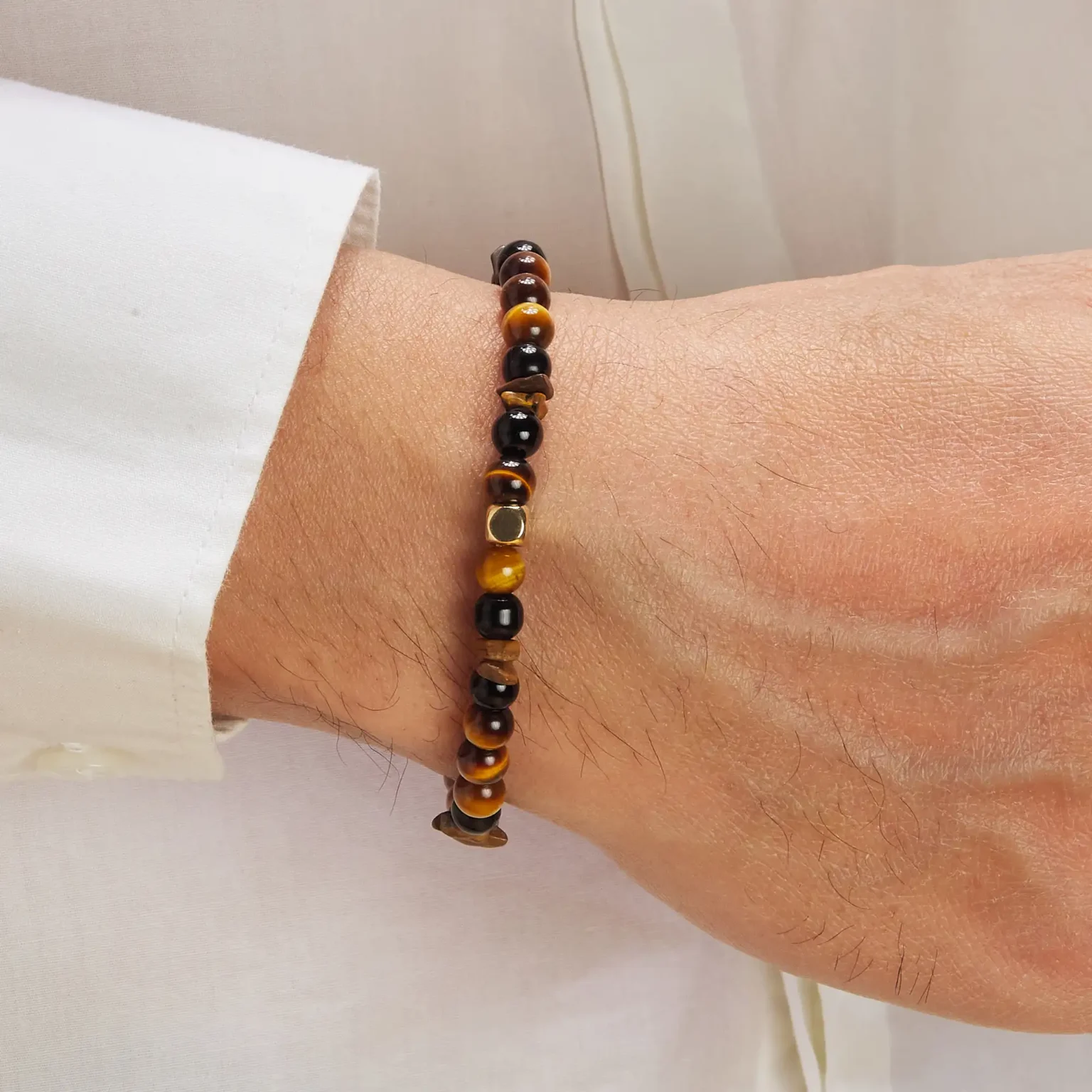 Bracelet homme en pierre oeil de tigre