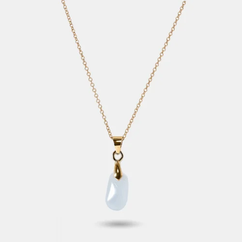 Collier goutte de jade blanc