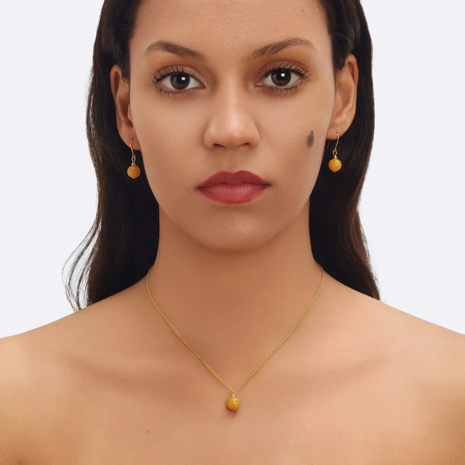 collier perle de jade jaune pour femme