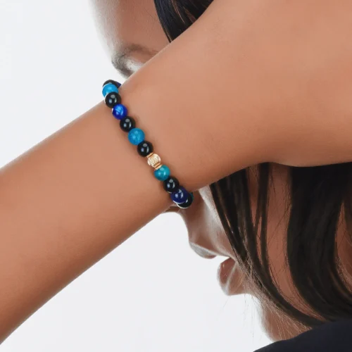 bracelet en apatite, kyanite et onyx