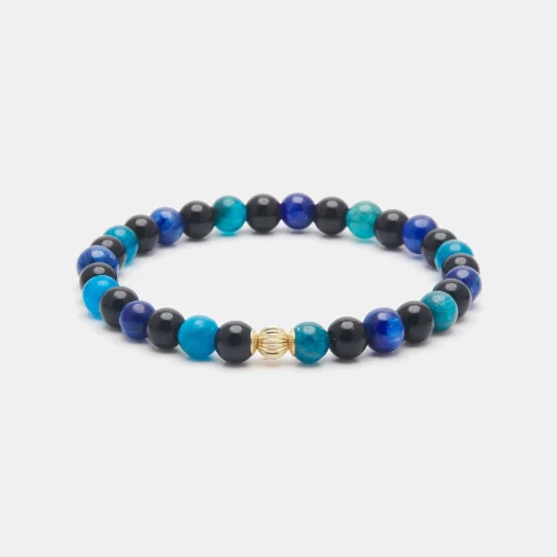 Bracelet en onyx, kyanite et apatite