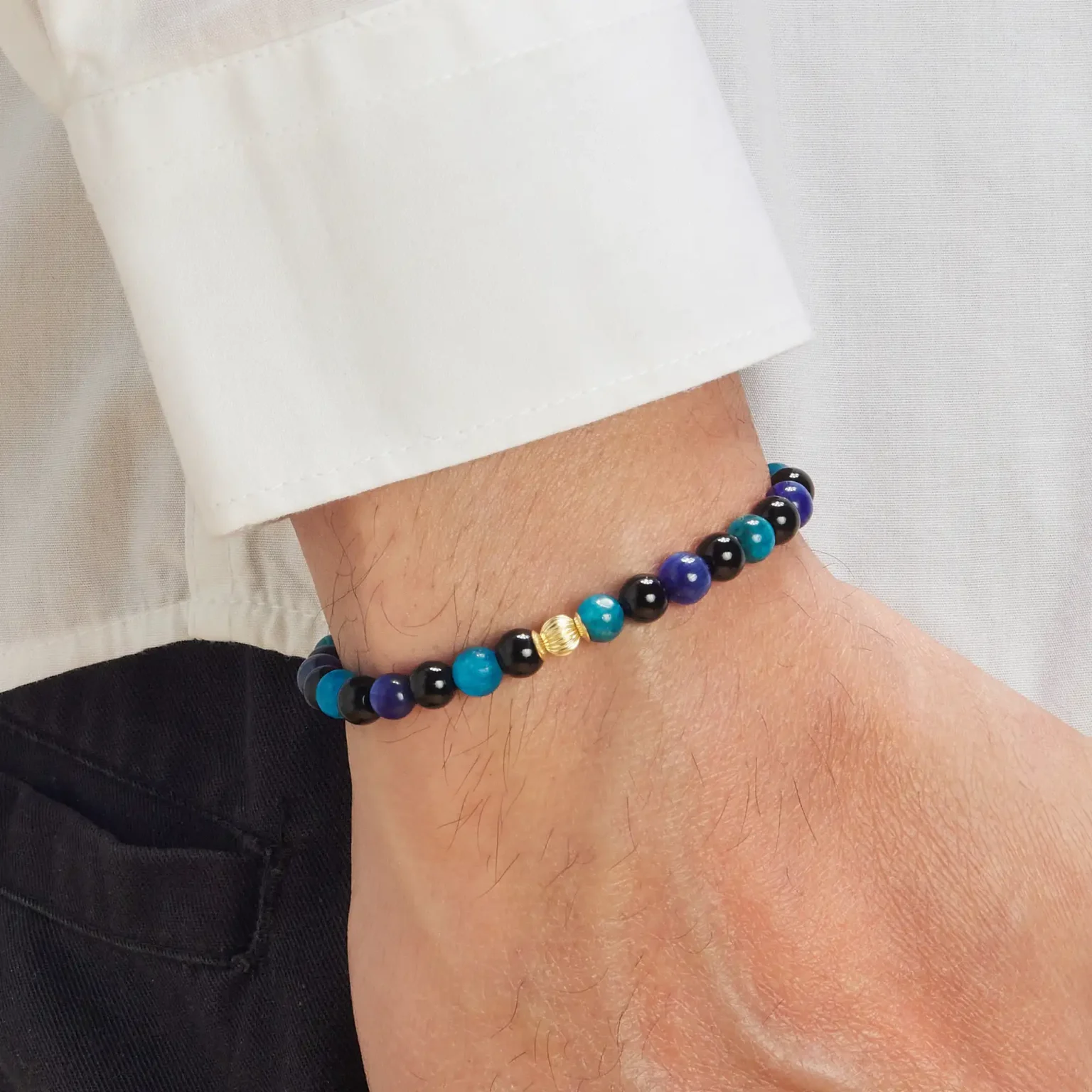 bracelet en apatite, kyanite et onyx pour homme et femme