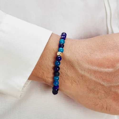 Bracelet en Lapis Lazuli, Kyanite Apatite