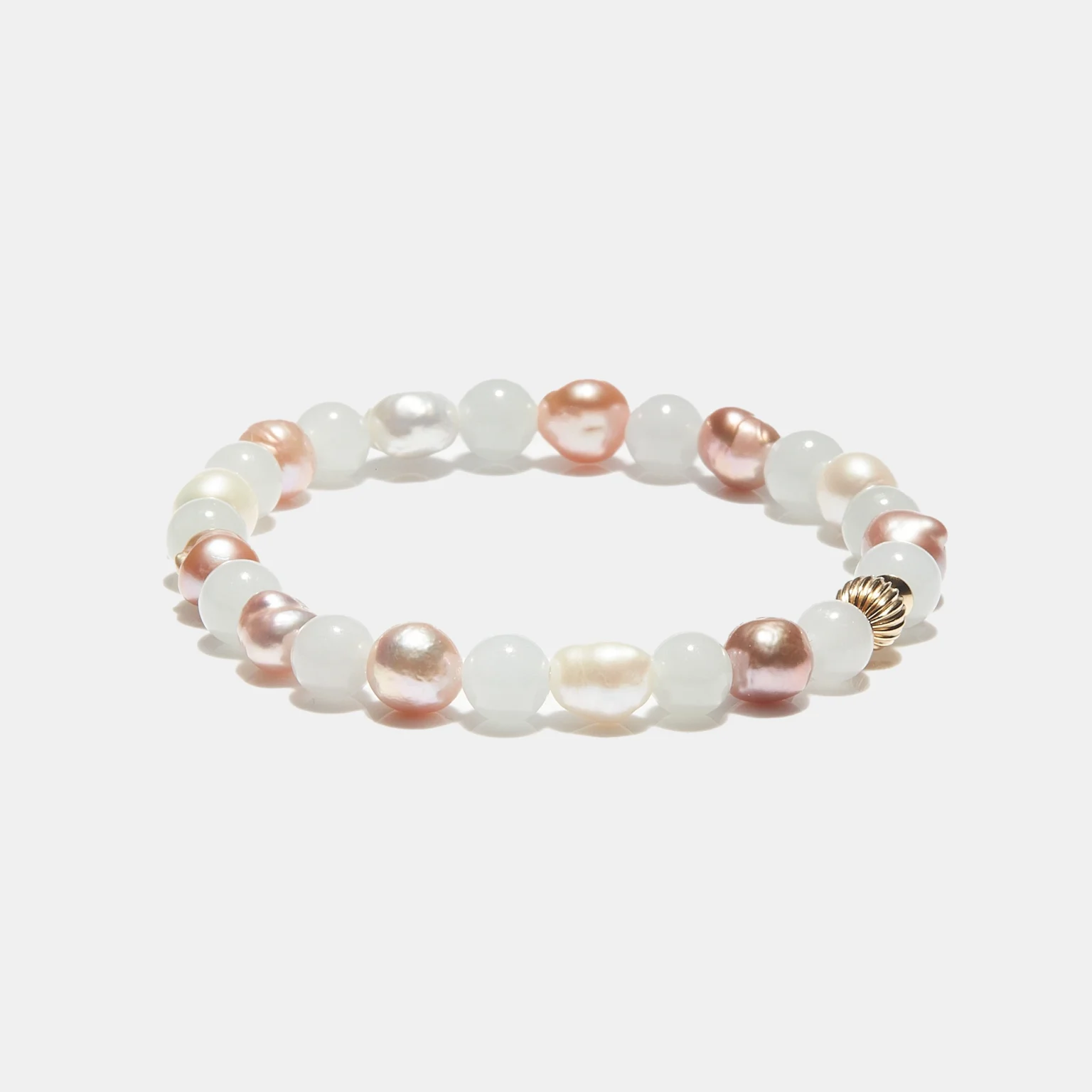 bracelet jade blanc et perle de culture