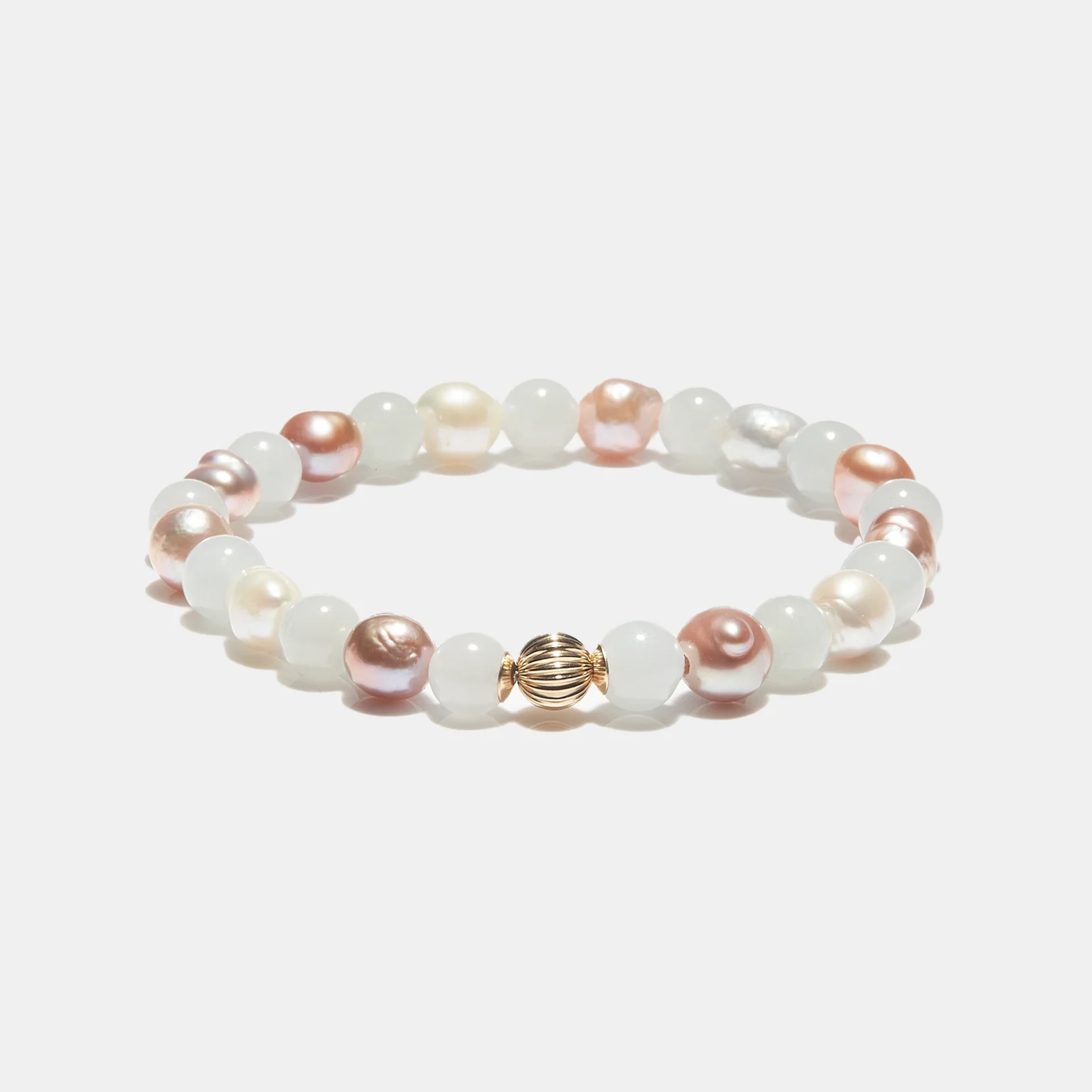 bracelet en jade blanc et perles de culture mixte
